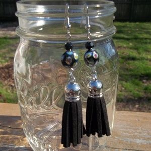 Black Tassel Diffuser Earrings